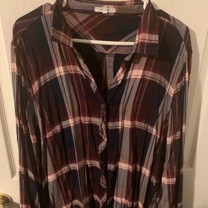LS plaid blouse